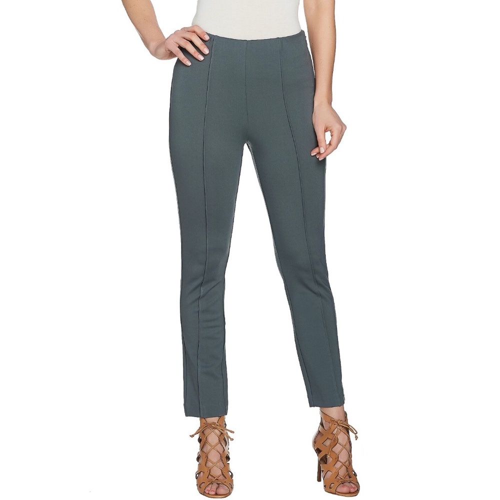 G.I.L.I. Womens 16 Side Zip Ankle Pants Dark Steel Gray Ponte Knit Leg Seam GILI
